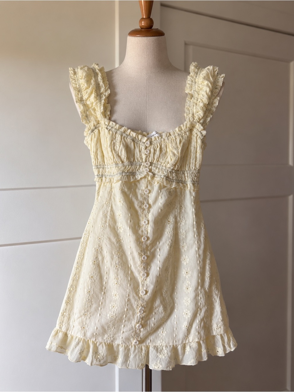 Yellow Eyelet Ruffle Sundress - Picture 2 of 5